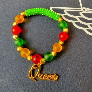 Handmade rasta beaded Queen bracelet